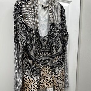 Alberto Makali Stylish Black and White Two Piece Women's Top XL